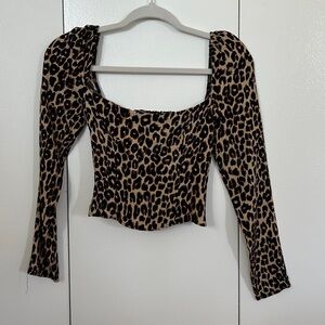 Leopard Print Long Sleeve Top